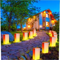 Zhengmy 20 Set Reusable LED Waterproof Luminary Bags Outdoor, 20 Pcs Outdoor Luminaries Bags with 20 Pcs LED Fairy Lights 20 Pcs Water Box, Outdoor Luminary Lights for Christmas Wedding Party, White