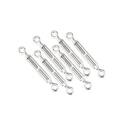 Qjaiune 6Pcs M4 Turnbuckle Eye & Eye Turnbuckles, 304 Stainless Steel Turnbuckle Adjustable Wire Rope Tensioner, Heavy Duty Turnbuckle for Cable Wire Rope Tension, Sun Shade, Tent Installation