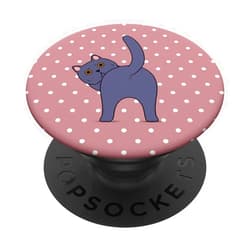 British Shorthair Kitten Back Dots Minta Cute Guess What Cat Butt Lover Pink Powder Polka Dot Pattern PopSockets Swappable PopGrip