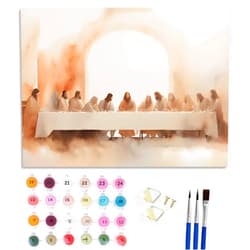 Generic Paint by Number Kit for Adults, The Last Supper Religious Scene 16x20 Inch, DIY Acrylic Painting Kit with Brushes & Paints, Spiritual Art Decor for Home Unframed
