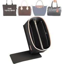 Doxo Purse Organizer Insert for Handbags & Base Shaper 2pc Set, Compatible with Speedy 25 Bag Organizer, Lepliage S,Nererfull,ONTHEGO,Carryall,Graceful,Noe,Book Tote Bag and More(M-Black)