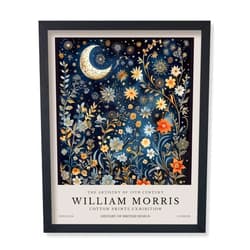 Monem Art Studio Monem Art Moon and Stars Print – William Morris Poster – Textile Pattern Design – Botanical Exhibition – Flower Illustration – Animal Artwork – Floral Bedroom or Office Decor – 8x10 UNFRAMED