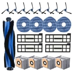 RONGJU 21 Pack Accessories for Eufy X10 Pro Omni Robot Vacuum, Replacement Parts Kit Include 1 Rubber Roller, 4 Vacuum Bags, 4 Hepa Filters, 4 Mop Pads, 8 Side Brushes