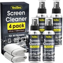 YesBes Screen Cleaner Spray 16oz (4oz x 4 Pack) - TV Screen Cleaner Spray and 2 Microfiber Cloths, Computer Screen Cleaner & Car Screen Cleaner for TV, Monitor, Laptop, MacBook, iPad