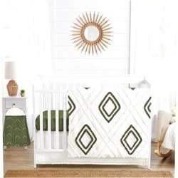 Sweet Jojo Designs Dark Green Boho Arrow Boy Girl Baby Crib Bedding Set Infant Nursery Room Blanket Fitted Sheet Skirt Diaper Stacker 4p Hunter Sage Ivory Modern Bohemian Gender Neutral Arrows Fringe