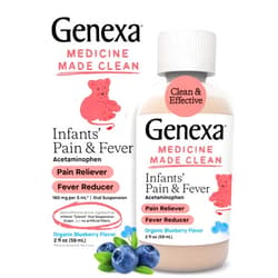 Genexa Infants’ Pain and Fever Reducer | Baby Acetaminophen, Dye Free, Liquid Oral Suspension Medicine for Infant | Delicious Organic Blueberry Flavor | 160 mg per 5mL | 2 Fluid Ounces