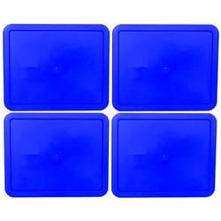 Klare Ware 11 Cup Replacement Lids/Covers for Pyrex 7212 & Klare Ware Rectangular Storage Bowls (Glass Containers Not Included) Microwave, Freezer & Top Rack Dishwasher Safe (4 Pack, Blue)