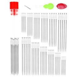 FIVEIZERO 60 PCS Large Eye Sewing Needles, 6 Sizes Hand sewing Needles, Leather Needle Embroidery Thread Needle, Stainless Hand Quilting Needles with Threaders for Hand sewing Art Crafts