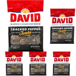DAVID Roasted and Salted Cracked Pepper Jumbo Sunflower Seeds, 5.25 oz (Pack of 5)