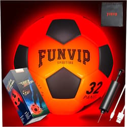 Funvip Light Up LED Soccer Ball, Rechargeable Glow in The Dark Soccer Ball with Bag, Christmas Birthday Soccer Gifts for 8-12 Years Old Boy Kids Teens, Cool Boy Toys Gifts for Ages 8 9 10 11 12+