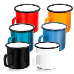 HaSteeL 12oz Enamel Campfire Mugs, Small Vintage Camping Mug Cup Set of 6 for Coffee Tea Milk, Portable and Durable for Home, Picnic, Travel, Hiking, Fishing Indoor Outdoor, Non Toxic & Easy to Clean