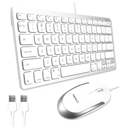 Macally USB Wired Keyboard and Mouse Combo for Mac and PC - Save Space with a Compact Small Apple Keyboard and Mouse for MacBook Pro/Air, iMac Mini/Pro
