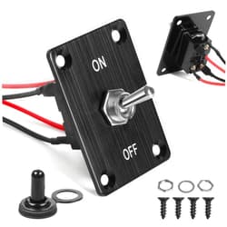 QTEATAK Prewired 4-Pin 2 Position ON/Off Button Switch, Rocker Switch, Toggle Switch with Mounting Plate - Waterproof Cap Included