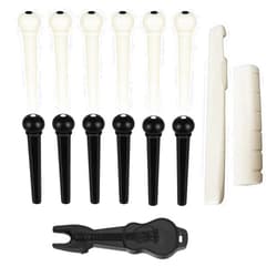 Viemior 12pcs Acoustic Guitar Bridge Pins, Guitar String Pins Pegs With Bridge Pin Puller Remover and Guitar Bridge Saddle Nut, Acoustic Guitar Replacement Parts and Accessories