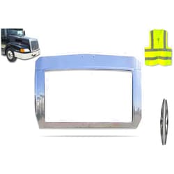 Longroadaccess KOZAK Chrome Bug Deflector frame compatible with Volvo VN VNL 1996-2003 Semi Truck Parts PLUS 2x22 inch Windshield Wipers and and KOZAK Reflective Vest