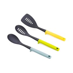 Joseph Joseph Duo 3-Piece Utensil Set with Integrated Tool Rests: Scratch-Free Use on Non-Stick Cookware, Includes Solid & Slotted Spoons and Turner, Heat-Resistant