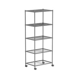 OVICAR Storage Shelf with Wheels - Adjustable 5 Tiers Mesh Wire Shelving Unit, Metal Standing Storage Rack for Kitchen Pantry Closet Bathroom Laundry Garage Tool Organizer Shelves