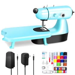 LorSou Mini Sewing Machine, Upgraded Electric Sewing Machine with Sewing Bag, Expansion Board, LED Light, Fast Stitch Suitable for Clothes,Cutains,Jeans,DIY Home Travel