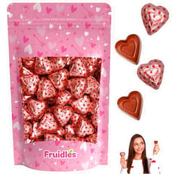 Fruidles Valentine's Milk Fudge Chocolate Hearts, Milk Creamy Chocolaty Hearts, Holiday Treats, Individually Wrapped Foils, Kosher Certified Dairy (1 Pound)