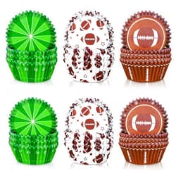 Whaline 600Pcs Football Cupcake Liners Rugby Pattern Cupcake Wrappers Disposable Craft Baking Cups Holders Sports Theme Muffin Baking Liners for Birthday Party Holiday Party Post-match Celebration