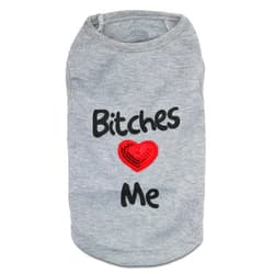 DroolingDog Pet Clothes Bitches Love Me Dog Shirt for Cats and Small Dogs, XS, Grey