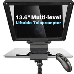 ILOKNZI 13.6-inch Aluminum teleprompter for Camera, Freely Adjustable Screen, Accommodates 12.9-inch Tablets, with Remote Control and Free Exclusive apps