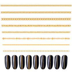Hariendny 8 Strips Nail Art Chains Metal Chain Nail Charms Gold Nail Jewelry Chains 3D Nail Art Chain Nail Decorations Supplies Punk Nail Studs Accessories for DIY Making Nails Manicure Jewelry Tips Decor