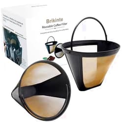 Brikinte 2 Pack Reusable Coffee Filter Replacement Compatible with Cuisinart Coffee Maker, 4 Cone Coffee Filter Basket for Cuisinart DCC-3200 DCC-1200