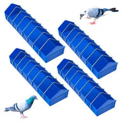 Tioncy 4 Pcs Pigeon Feeder Bird Dispenser Slot Container Poultry Food Dish Dispenser Tool Less Waste Plastic Thick Slot for Feeding Chicken Duck Quails Birds with Removable Steel Wire Partition