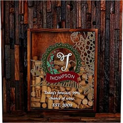 Teals Prairie & Co. Personalized Wine Cork Shadow Box with Free Stainless Steel Cork Ccrew