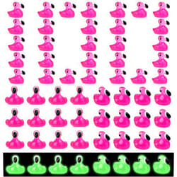GGSTDDUP 100 PCS Luminous Mini Flamingo Figurines, Tiny Resin Flamingo Statue, Flamingo Miniature Figurines, Pink Cute Mini Bird Landscape Toy Bulk for Cake Dollhouse Garden DIY Crafts Party Decor
