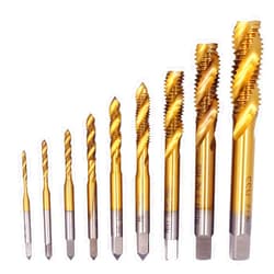 Wolfride 9pcs Titanium Spiral Flute Tap Set Metric Machine Tap Set M2 M2.5 M3 M4 M5 M6 M8 M10 M12