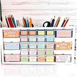Gisgfim 54Pcs Teacher Toolbox Labels Classroom Decoration Self-AdhesiveSmile Face Toolbox Sticker Pastel Tool Box Storage Decal Boho Groovy Retro Organizer Container Decor for Back to School Teacher Supplies