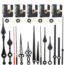 Hicarer 10 Pack Quartz Long Shaft Clock Mechanism Replacement Kit, 5 Pcs High Torque Wall Clock Movement Works Motors Parts with 5 Pairs Hands, Repair Parts Replacement DIY(28 mm/ 1.1 Inches)