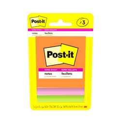 Post-it Super Sticky Notes, 3 Sticky Note Pads, 3 x 3 in., School Supplies for Students, Ideal for Textbooks, Notebooks, Walls and Vertical Surfaces, Energy Boost Collection