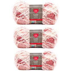 Red Heart Scrubby Stripes Peachy Yarn - 3 Pack of 3oz/85g - Polyester - 4 Medium (Worsted) - 80 Yards - Knitting/Crochet