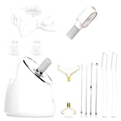 Pjordo Facial Steamer Spa Kit, Nano Ionic Face Steamer for Deep Cleaning Unclogs Pores, Warm Mist Humidifier Steamer for Face Home Sauna SPA, Self Care Gifts for Women