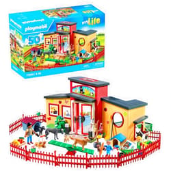 PLAYMOBIL MyLife 71599 Pet Hotel, Large Guest House with 10 Animals, Care Accessories and Decorative Stickers, Toys for Boys and Girls Ages 4