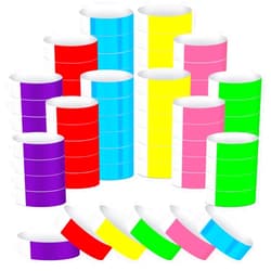 Tudomro 1200 Pack Paper Wristbands for Events Neon Party Wrist Bands Colored Waterproof Concert Identification Hand Bands Lightweight Adhesive Wristbands(Yellow, Green, Blue, Red, Purple, Pink)