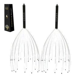 USAGA Head Massager Scalp Massager 20 Fingers Head Scratcher for Head Body Relaxing (Black & Black)