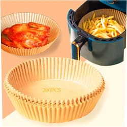AWECOT Air Fryer Disposable Paper Liner, 200pcs Non-stick Disposable Air Fryer Liners,Baking Paper for Air Fryer Oil-proof,Water-proof,Air Fryer Parchment Paper Liners for Baking Roasting Microwave
