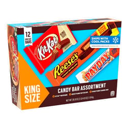 HERSHEY'S KIT KAT, PAYDAY and REESE'S Assorted Flavored King Size, Candy Variety Box, 36.8 oz