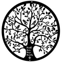 ESTART 11 Inches Tree of Life Wall Art Metal Tree Life Wall Decor Family Tree Wall Plaque Wall Hanging Sculptures for Balcony Porch Bedroom Living Room Kitchen Garden Office Indoor Outdoorr (Black)