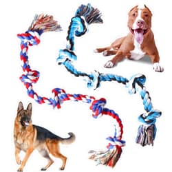 XIGOU Dog Rope Toys for Large Dogs Aggressive Chewers, Dog Chew Toys for Large Breed Indestructible, Heavy Duty Tough 3 Feet 5 Knots Dog Toy, Sturdy Rope toy for Dogs Tug of War Dog Toy Teeth Cleaning
