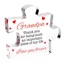 VELENTI Gifts for Grandpa - Engraved Acrylic Block Puzzle Gift 3.35 x 2.76 inch - Novelty Birthday, Christmas, Valentine's Gifts