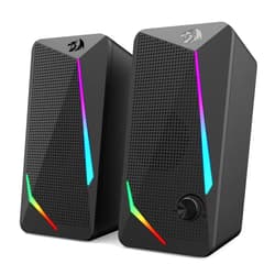 Redragon GS510 RGB Desktop Speakers, 2.0 Channel PC Computer Speaker with 4 Colorful LED Backlight Modes, Enhanced Bass and Easy-Access Volume Control, USB Powered w/ 3.5mm Cable