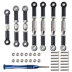 Share Goo ShareGoo Aluminum Turnbuckle Pull Rod Steering Linkages Arm Tie Rod Ends Servo Link Rod with Screwdriver Compatible with WLtoys 144001 1/14 RC Car Buggy,Black