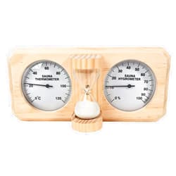 ikare Sauna Thermometer and Hygrometer - 3 in 1 Wooden Sauna 15 Minute Hourglass Sand Timer, Wall-Mounted Sauna Room Accessories