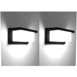 ZYI Modern Outdoor Wall Lights,18W-LED Wall Sconce Light Fixtures, Wall Mounted Lamps,Aluminum Matte Black Porch&Patio Light,IP65 Waterproof for Hallway Stairs Gardens… (Black 2pack, 6500K)