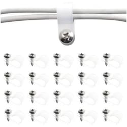 Bonsicoky 50Pcs 3/8 Inch Rope Light P-Style Clips with Screws, Cable Clip Wire Clamp Cable Organizer Cord Holder for Wire Management